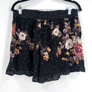 Francesca's Women's Polka Dot Floral Front Tie Shorts Black Size XS NWT Hi‎ rise